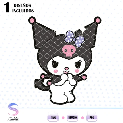 Archivos de corte Kuromi Sanrio, Plantilla de corte Kuromi, Figura de corte Kuromi Sanrio, Kuromi SVG, Kuromi DXF, Imágenes para corte Kuromi, Sanrio Kuromi cut files, Kuromi Sanrio SVG files, Kuromi digital cuts,Kuromi Sanrio clipart, SVG, DXF, PNG, STUDIO