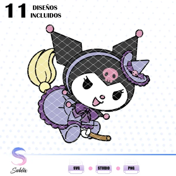 Archivos de corte Kuromi Sanrio, Plantilla de corte Kuromi, Figura de corte Kuromi Sanrio, Kuromi SVG, Kuromi DXF, Imágenes para corte Kuromi, Sanrio Kuromi cut files, Kuromi Sanrio SVG files, Kuromi digital cuts,Kuromi Sanrio clipart, SVG, DXF, PNG, STUDIO