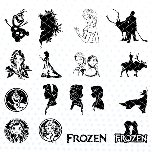 Siluetas de corte Frozen gratis, Plantillas de corte Frozen gratuitas, Modelos de corte Frozen gratuitos, Free Frozen cutout templates, Frozen cut files free, Free Frozen silhouette cutouts, Elsa, Anna, Olaf, Disney, SVG, DXF, PNG, STUDIO