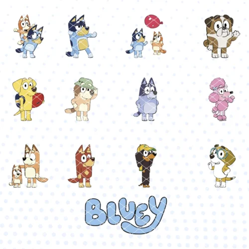 Archivos de corte Bluey, Stickers Bluey recortables, Plantillas de corte Bluey stickers, Figuras de corte Bluey para stickers, Bluey stickers SVG, Bluey stickers DXF, Bluey sticker cut files, Bluey sticker SVG files, Bluey craft sticker cut files, Bluey digital sticker cuts, Bluey sticker clipart, SVG, DXF, PNG, STUDIO