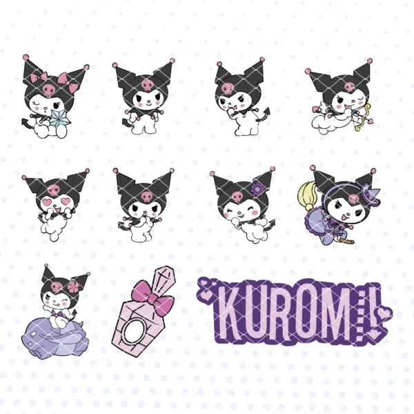 Archivos de corte Kuromi Sanrio, Plantilla de corte Kuromi, Figura de corte Kuromi Sanrio, Kuromi SVG, Kuromi DXF, Imágenes para corte Kuromi, Sanrio Kuromi cut files, Kuromi Sanrio SVG files, Kuromi digital cuts,Kuromi Sanrio clipart, SVG, DXF, PNG, STUDIO