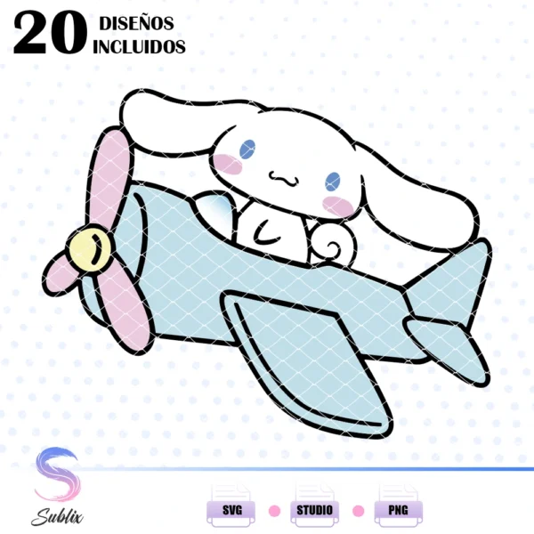 Archivos de corte Cinnamoroll Sanrio, Plantilla de corte Cinnamoroll, Figura de corte Cinnamoroll Sanrio, Cinnamoroll SVG, Cinnamoroll DXF, Imágenes para corte Cinnamoroll, Sanrio Cinnamoroll cut files, Cinnamoroll Sanrio SVG files, Cinnamoroll digital cuts, Cinnamoroll Sanrio clipart, SVG, DXF, PNG, STUDIO