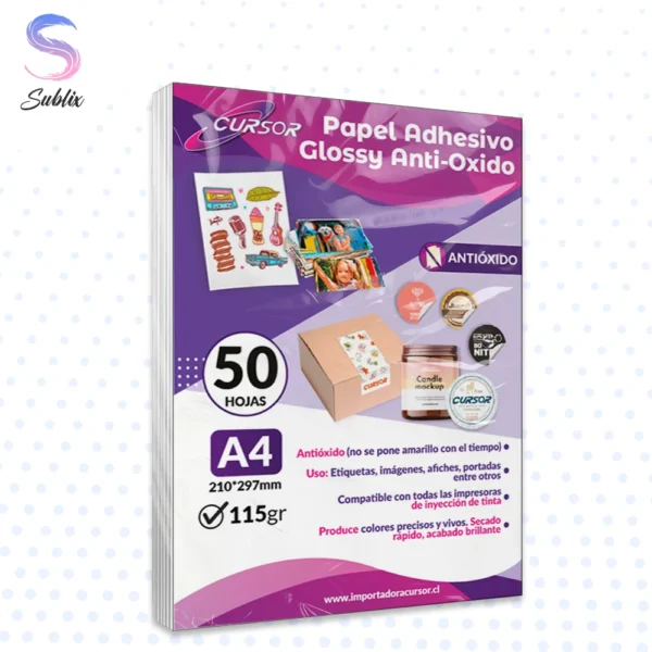 Papel Adhesivo Fotografico Brillante Antioxido A4 115gr, Papel Fotografico 115 Grs, Papel Fotografico brillante A4 115 g 50 hojas, Papel adhesivo glossy 115 gramos A4 50 hojas, Papel fotográfico adhesivo glossy 50 hojas