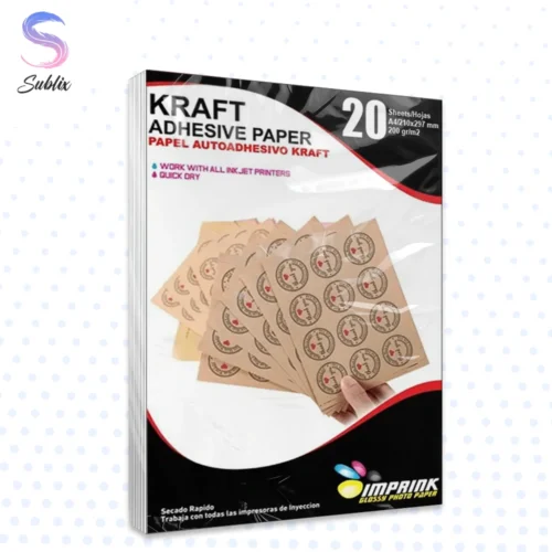 Papel Adhesivo Kraft A4 / 200gr 20Hojas, Papel Kraft Imprimible A4 / 200gr 20Hojas, Papel kraft para imprimir